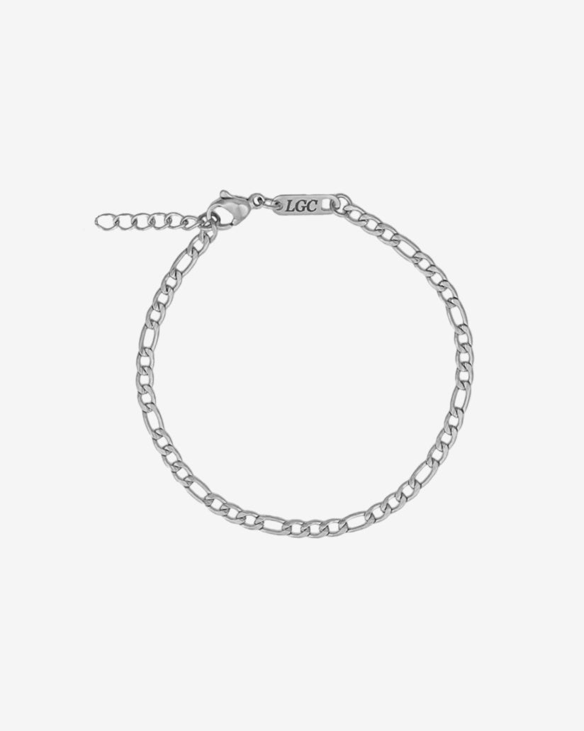Amalfi silver bracelet with a classic chain link design on a white background