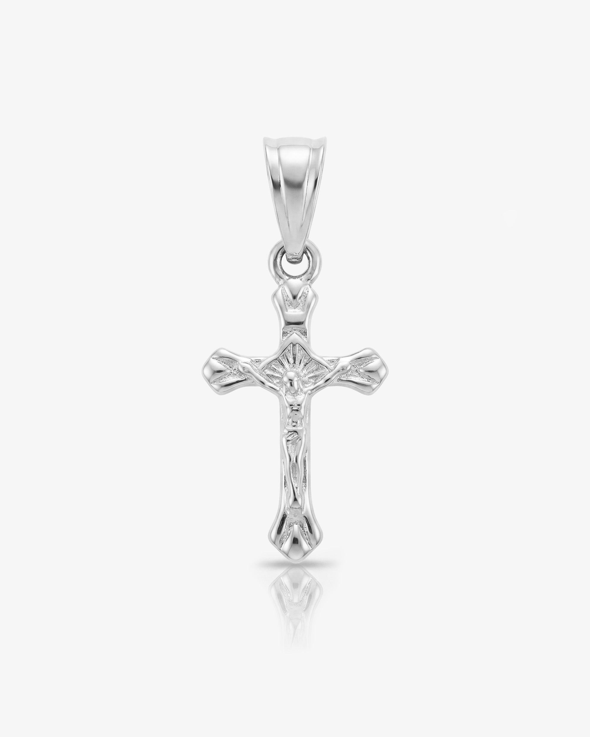 Charm MINI CROSS de plata con anilla pulida.