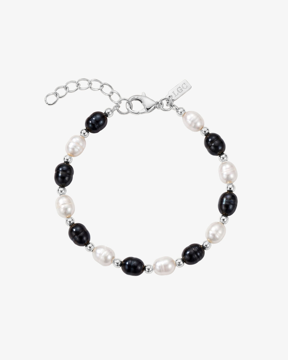Pulsera Melasti Pearl con perlas de agua dulce blancas y oscuras alternadas en cadena ajustable